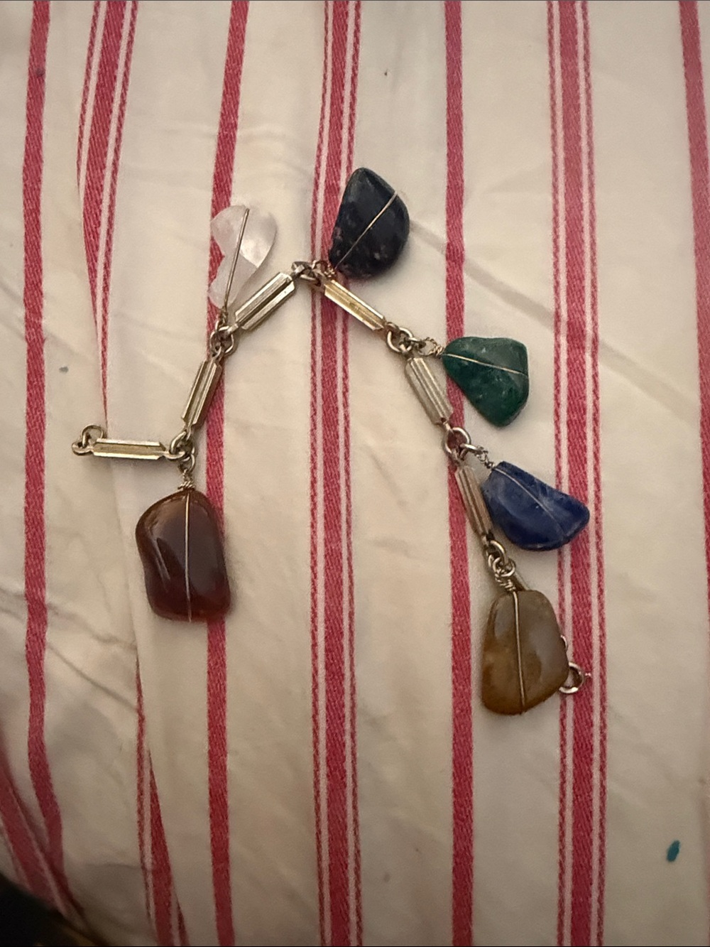 Multicolor Tumbled Stone Charm Bracelet - Women Jewelry